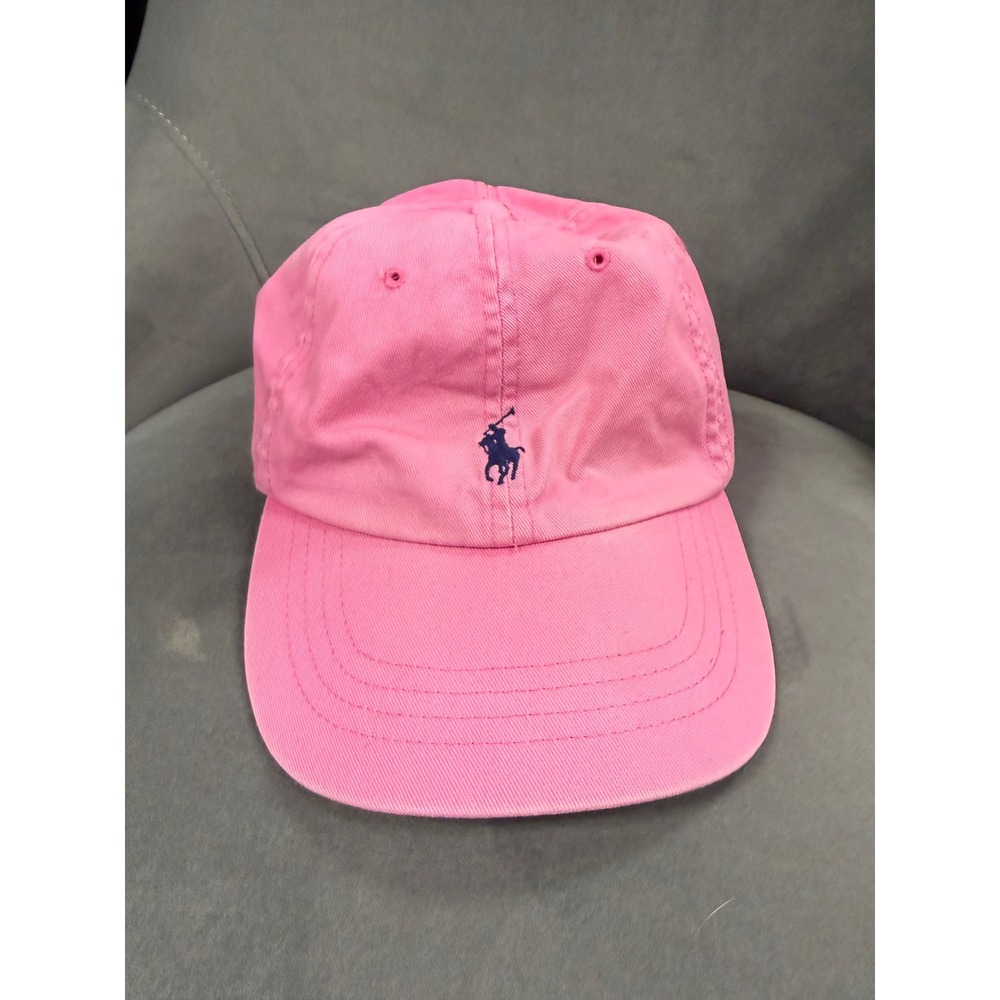 Polo Ralph Lauren Pink Cotton Baseball Cap Leather Strap Pony Logo